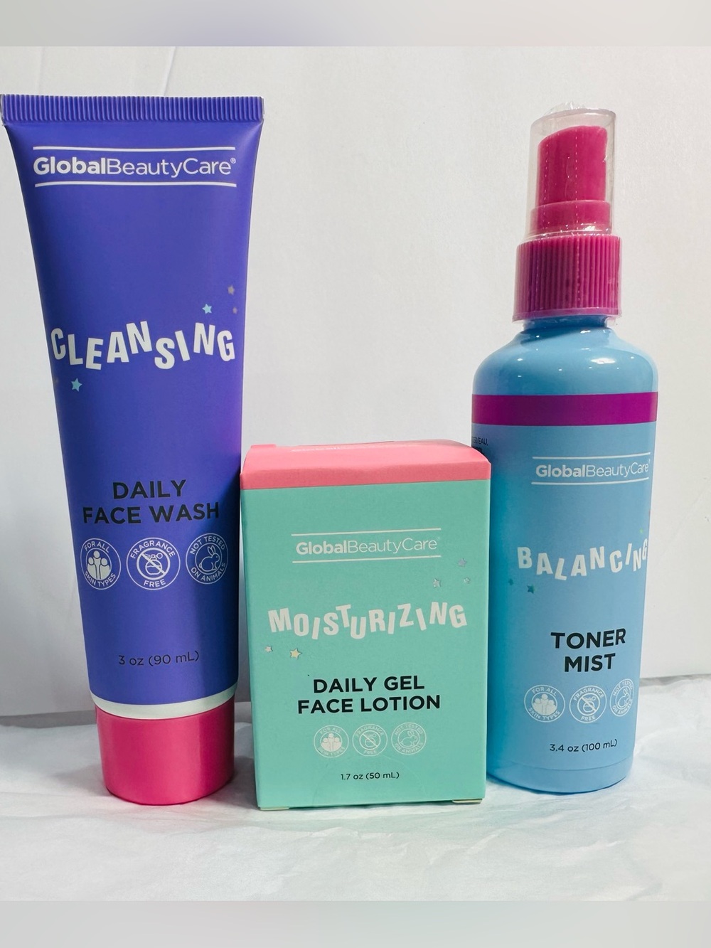GlobalBeautyCare Moisturizing Daily Gel Face Lotion - Mint Green & Pink